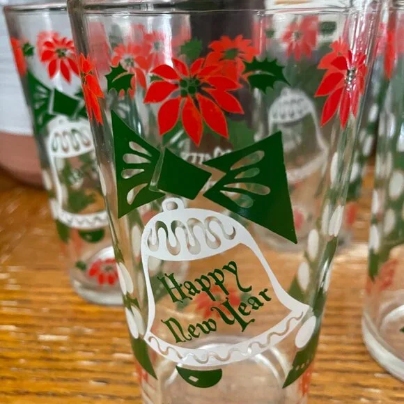 Hazel Atlas Vintage Christmas Holiday Tumblers - Picture 3 of 7